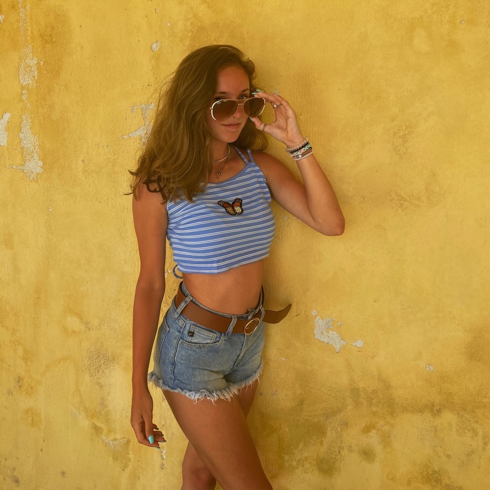 Blue Striped Butterfly Tank